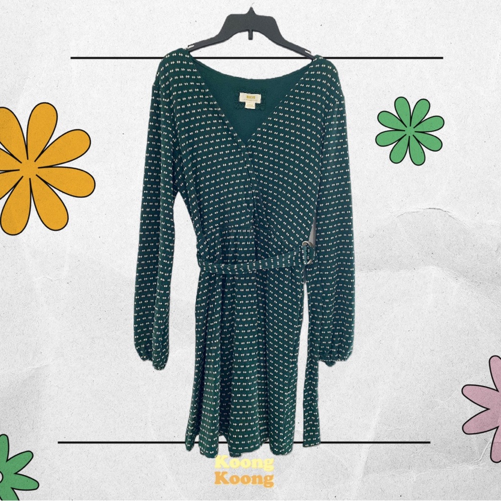 ANTHROPOLOGIE Maeve Malta Belted Long Sleeve Dress